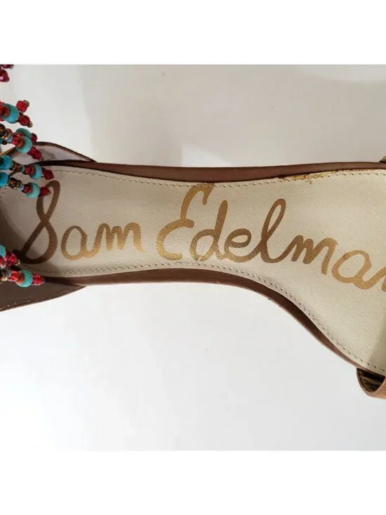 Sam Edelman Sibel Beaded Fringe Boho Heeled Sandal Women's Size 10 - Picture 6 of 8